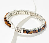JAI Sterling Silver Tiger Eye Beaded Crane Bangle Bracelet, 6-1/4"